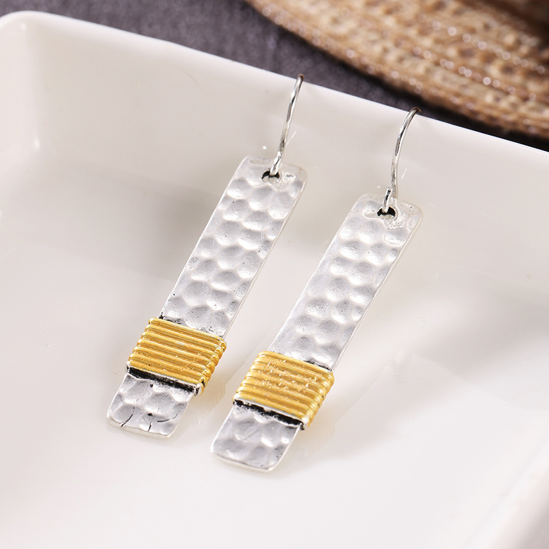 Women's Bohemian Style Two-Tone Hanging Earrings, Elegant